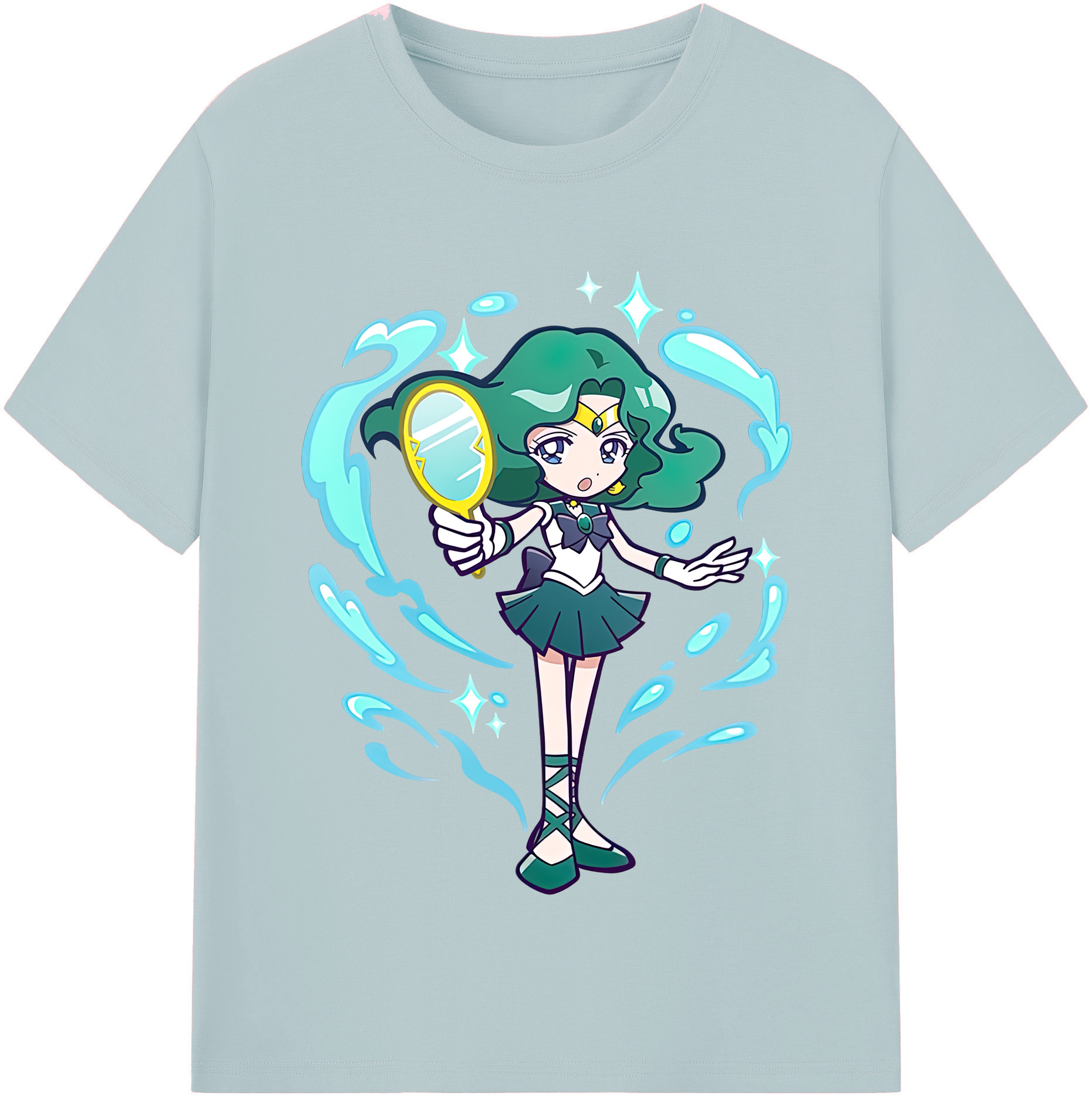 （画像用） 美少女戦士セーラームーン 海王 みちる（かいおう みちる） Sailor Moon Kaiou Michiru 綿100％半袖Tシャツ（フロントプリント）